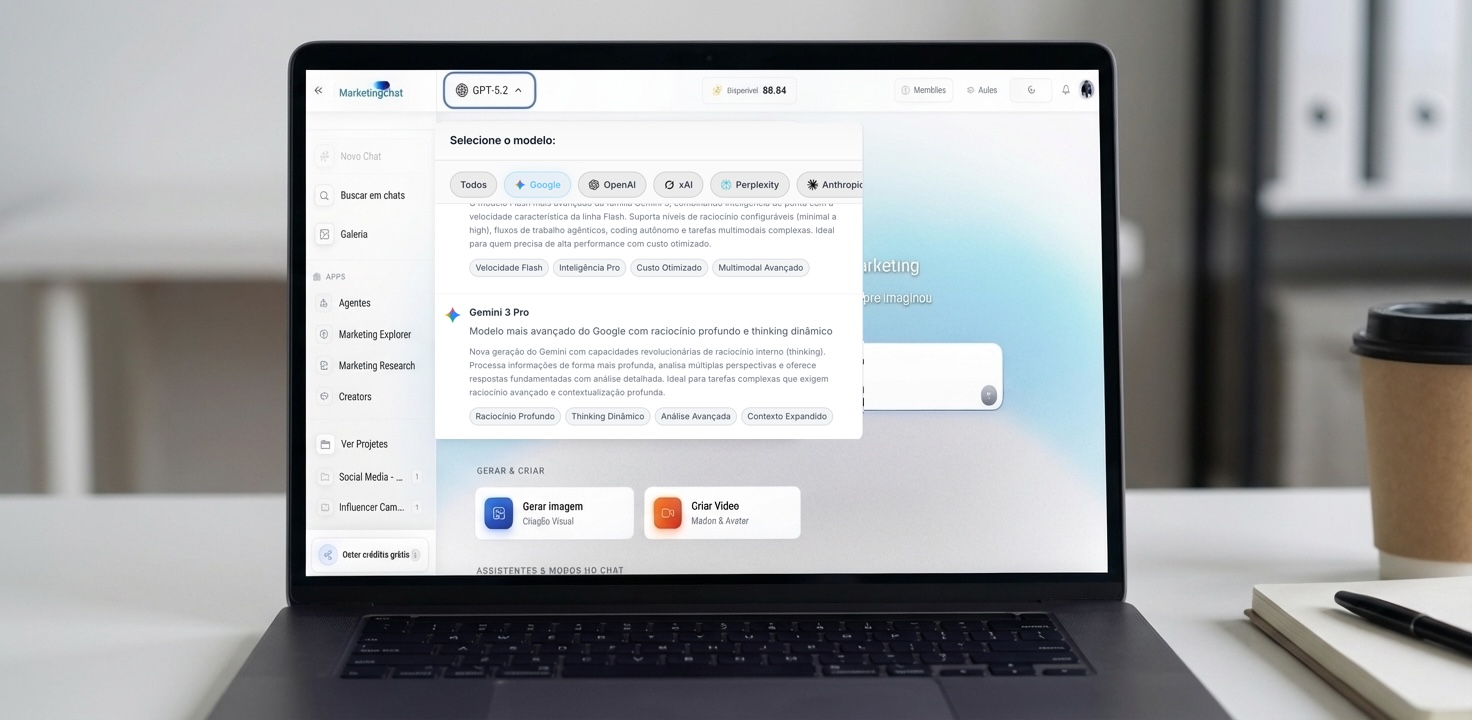 Interface do marketing.chat - IA para análises e estratégias de marketing